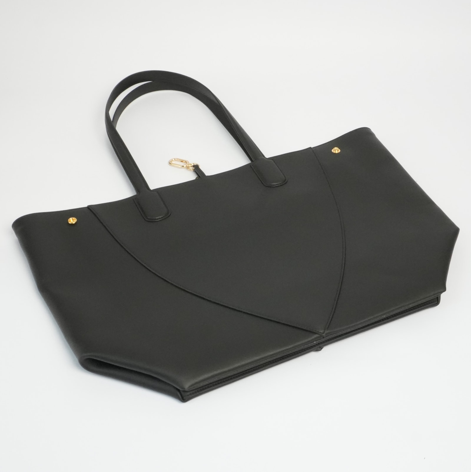 Black Atria Market Tote, folded flat.