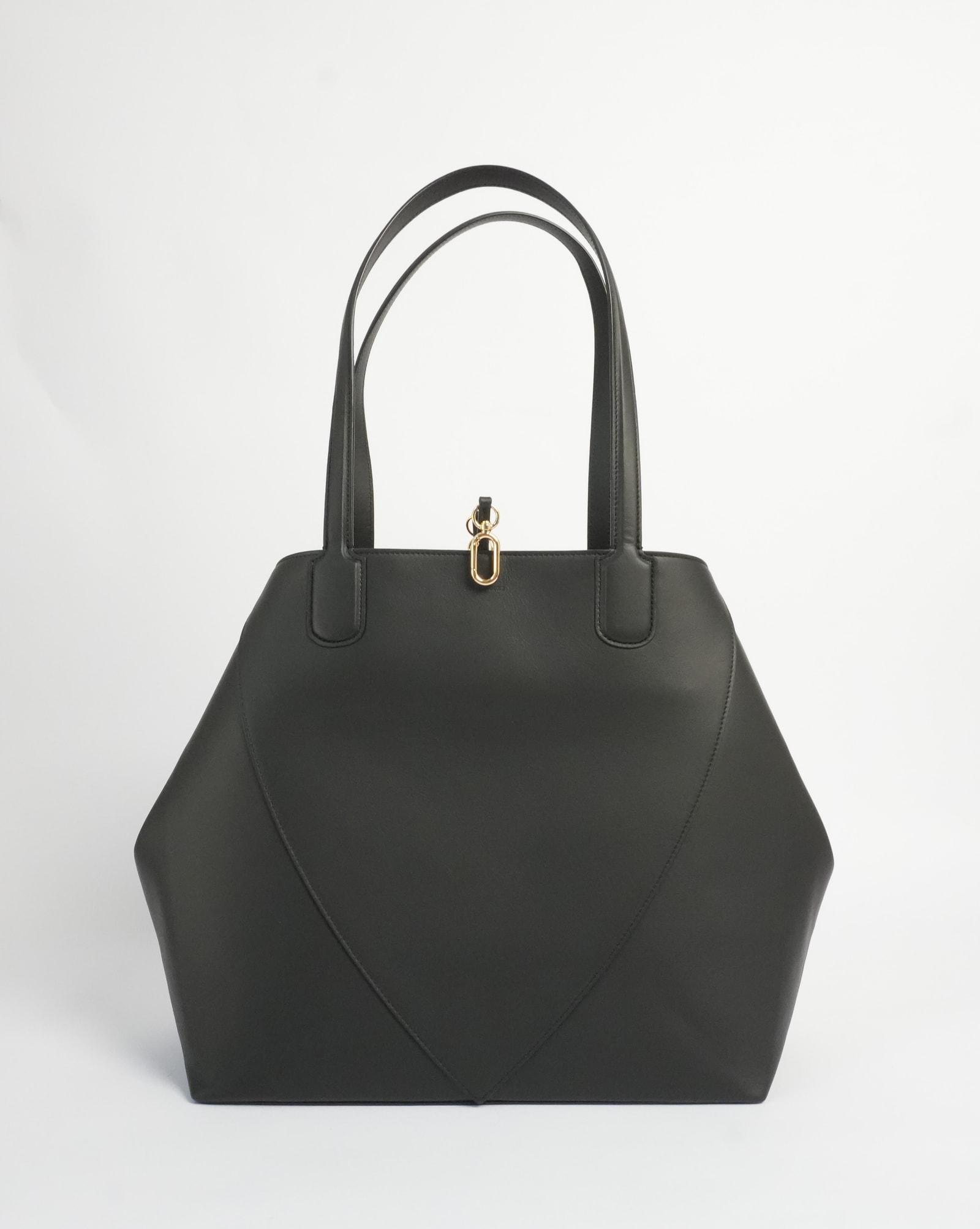 Black Atria Market Tote, hexagonal silhouette.