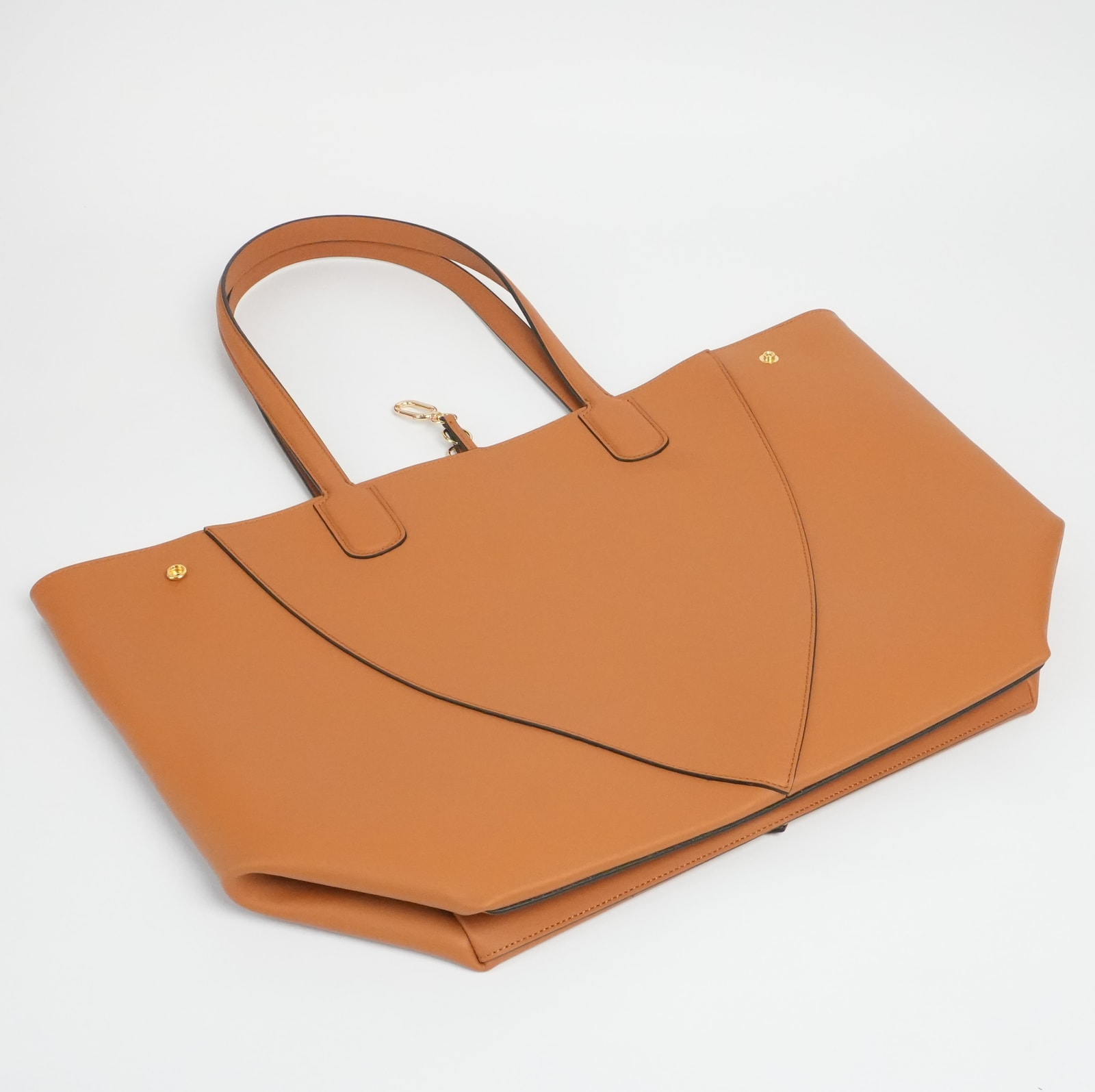 Cognac Atria Market Tote, folded flat.