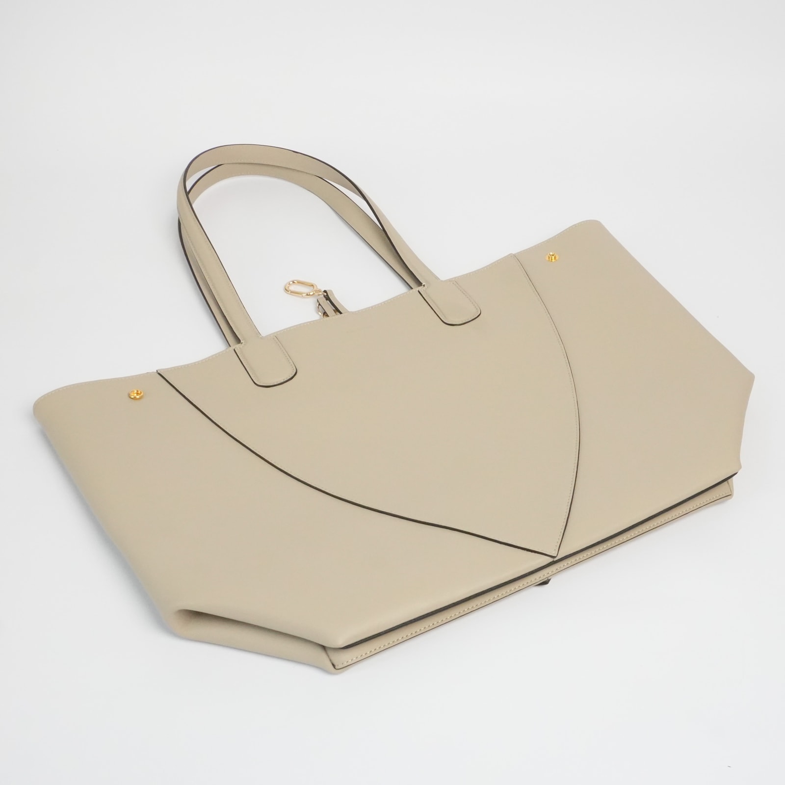 Taupe Atria Market Tote, folded flat.