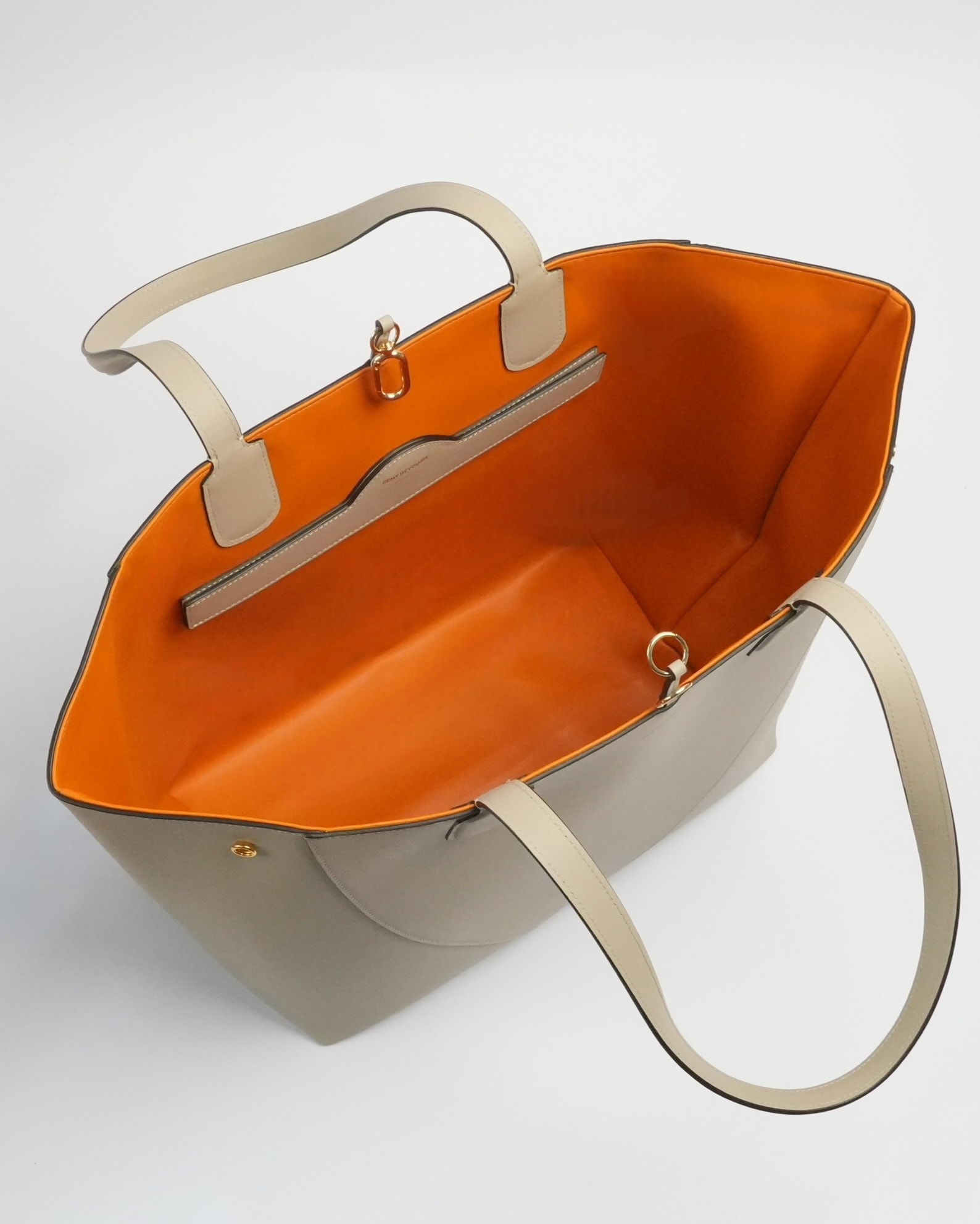 Taupe Atria Market Tote, interior view.